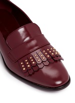 Detail View -Click To Enlarge Stud kiltie vamp leather loafers