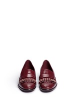Front View -Click To Enlarge Stud kiltie vamp leather loafers