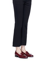 Figure View -Click To Enlarge Stud kiltie vamp leather loafers