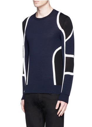 Click To Zoom Neil Barrett - Biker ribbing Merino wool sweater