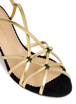Detail View -Click To Enlarge 'Beth' jewel appliqué mirror leather sandals