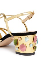 Detail View -Click To Enlarge 'Beth' jewel appliqué mirror leather sandals
