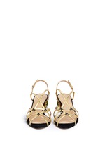 Front View -Click To Enlarge 'Beth' jewel appliqué mirror leather sandals