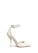 Main View -Click To Enlarge 'Love Latch' grommet wraparound ankle strap leather pumps
