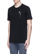 Front View -Click To Enlarge Flower embroidery cotton T-shirt