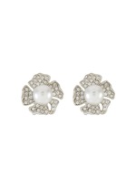 Main View -Click To Enlarge Crystal pavé flower stud earrings
