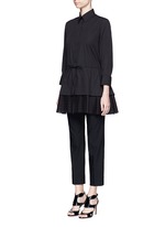 Figure View -Click To Enlarge 'Vienne' geometric cutout plissé pleat drawstring shirt