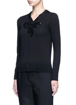 Front View -Click To Enlarge Sequin embellished wool cardigan