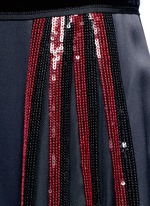 Detail View -Click To Enlarge Sequin mesh insert waist tie dress