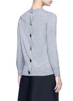 Back View -Click To Enlarge Jewel button back wool sweater