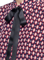 Detail View -Click To Enlarge Neck tie diamond print silk shirt