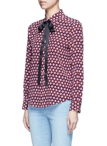 Front View -Click To Enlarge Neck tie diamond print silk shirt
