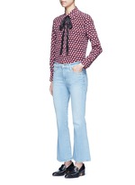 Figure View -Click To Enlarge Neck tie diamond print silk shirt