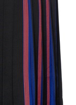 Detail View -Click To Enlarge Stripe pleat silk V-neck shift dress