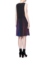 Back View -Click To Enlarge Stripe pleat silk V-neck shift dress