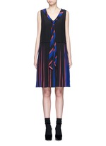 Main View -Click To Enlarge Stripe pleat silk V-neck shift dress