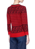 Back View -Click To Enlarge Intarsia wool blend knit sweater