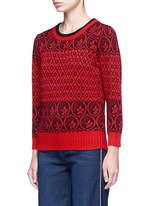 Front View -Click To Enlarge Intarsia wool blend knit sweater
