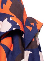 Detail View -Click To Enlarge Ruffle trim abstact floral print skirt