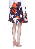 Back View -Click To Enlarge Ruffle trim abstact floral print skirt