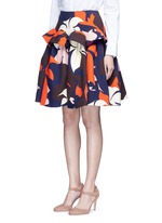 Front View -Click To Enlarge Ruffle trim abstact floral print skirt
