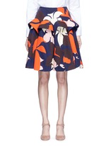 Main View -Click To Enlarge Ruffle trim abstact floral print skirt