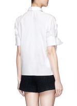 Back View -Click To Enlarge Starched floral appliqué brooch poplin shirt