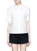 Main View -Click To Enlarge Starched floral appliqué brooch poplin shirt