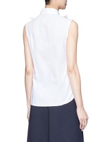 Back View -Click To Enlarge Starched floral appliqué poplin sleeveless shirt