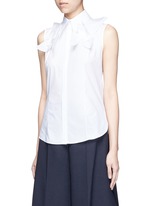 Front View -Click To Enlarge Starched floral appliqué poplin sleeveless shirt