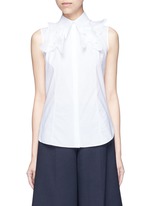 Main View -Click To Enlarge Starched floral appliqué poplin sleeveless shirt