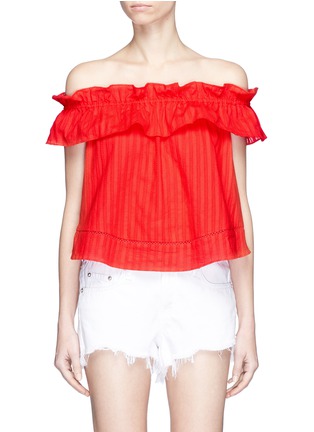 Main View - Click To Enlarge Main View - Click To Enlarge - Nicholas - 'Sofia' stripe ruffle off-shoulder top