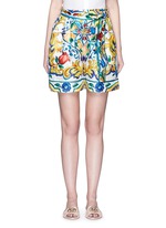 Main View -Click To Enlarge Belted maiolica print silk shorts
