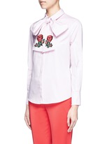 Front View -Click To Enlarge Floral embroidered scarf Oxford shirt