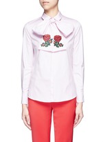 Main View -Click To Enlarge Floral embroidered scarf Oxford shirt
