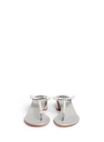 Front View -Click To Enlarge Faux pearl crystal T-strap sandals