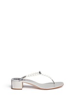 Main View -Click To Enlarge Faux pearl crystal T-strap sandals