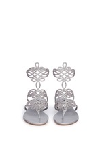 Front View -Click To Enlarge Strass pavé cutout satin sandals
