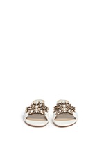 Front View -Click To Enlarge Strass pearl appliqué leather slide sandals