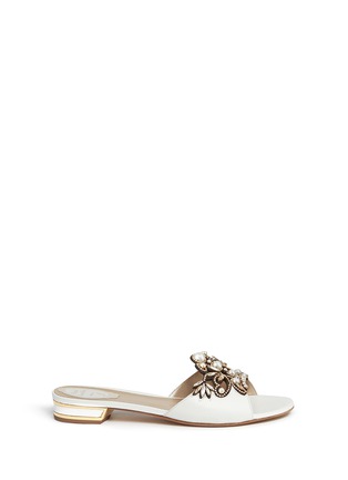 Main View - Click To Enlarge Main View - Click To Enlarge - René Caovilla - Strass pearl appliqué leather slide sandals