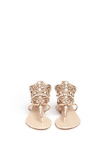Front View -Click To Enlarge Strass faux pearl embellished leather thong sandals