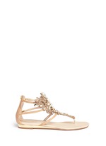 Main View -Click To Enlarge Strass faux pearl embellished leather thong sandals