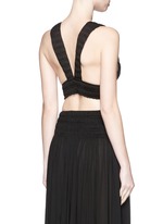 Back View -Click To Enlarge Shirred ruche strappy cropped top