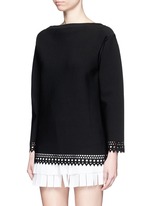 Front View -Click To Enlarge 'Vienne' bateau neckline geometric cutout top