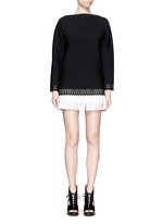 Figure View -Click To Enlarge 'Vienne' bateau neckline geometric cutout top
