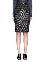 Main View -Click To Enlarge Sequin star cutout silk pencil skirt
