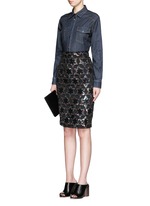 Figure View -Click To Enlarge Sequin star cutout silk pencil skirt