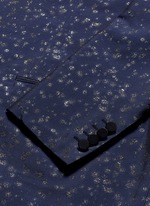 Detail View -Click To Enlarge Slim fit metallic jacquard tuxedo blazer