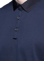 Detail View -Click To Enlarge Slim fit grosgrain collar polo shirt