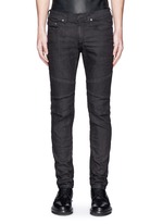 Detail View -Click To Enlarge Biker raw denim skinny jeans